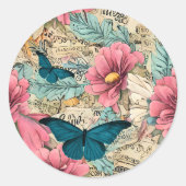 Tropische Bloemen & Vlinders Envelop Afdichtingen Ronde Sticker (Voorkant)