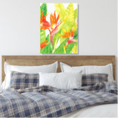 Tropische bloemen | Vogel van het Paradijs Canvas Afdruk (Insitu (Slaapkamer))