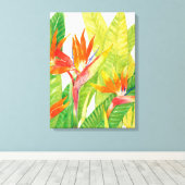 Tropische bloemen | Vogel van het Paradijs Canvas Afdruk (Insitu (Houten vloer))