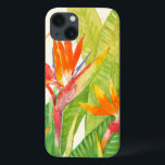 Tropische bloemen| Vogel van het Paradijs iPhone 13 Hoesje<br><div class="desc">Waterverf Tropische Bloemen 2 Kunstenaar: Tim OToole</div>