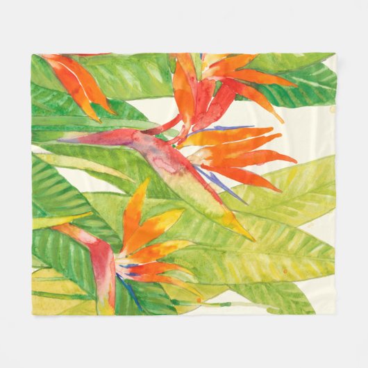 Tropische bloemen | Vogel van het Paradijs Fleece Deken (Voorkant (Horizontaal))