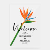 Tropische Bloemen Vogel van het Paradijs Huwelijk  Acryl Bord (Voorkant)