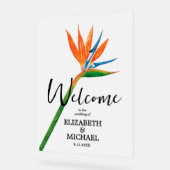 Tropische Bloemen Vogel van het Paradijs Huwelijk  Acryl Bord (Hoek)