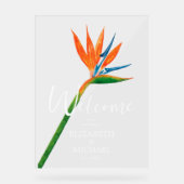 Tropische Bloemen Vogel van het Paradijs Huwelijk Acryl Bord (Voorkant)
