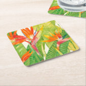 Tropische bloemen | Vogel van het Paradijs Kartonnen Onderzetters (Schuin)