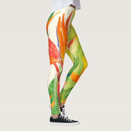 Tropische bloemen | Vogel van het Paradijs Leggings (Rechts)