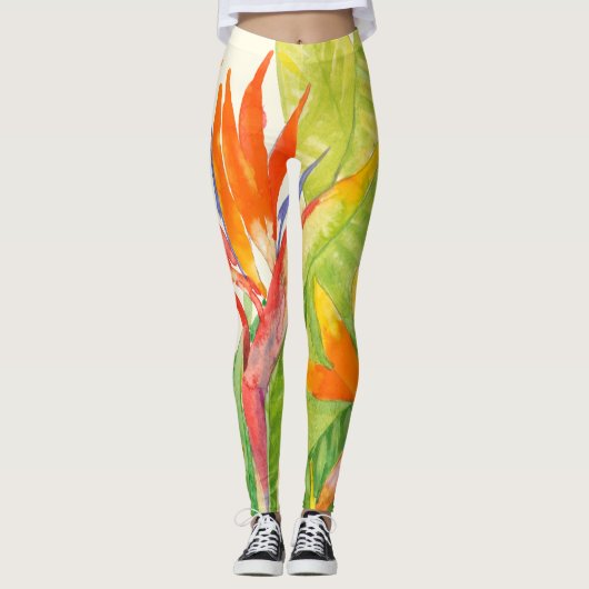 Tropische bloemen | Vogel van het Paradijs Leggings (Voorkant)