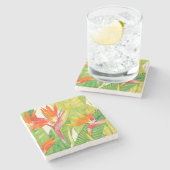 Tropische bloemen | Vogel van het Paradijs Stenen Onderzetter (Zijkant)