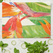 Tropische bloemen | Vogel van het Paradijs Theedoek (Gevouwen)