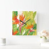 Tropische bloemen | Vogel van het Paradijs Vierkante Klok (Huis)
