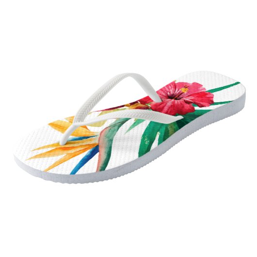 Tropische bloemen volwassen Teenslippers (Schuin)