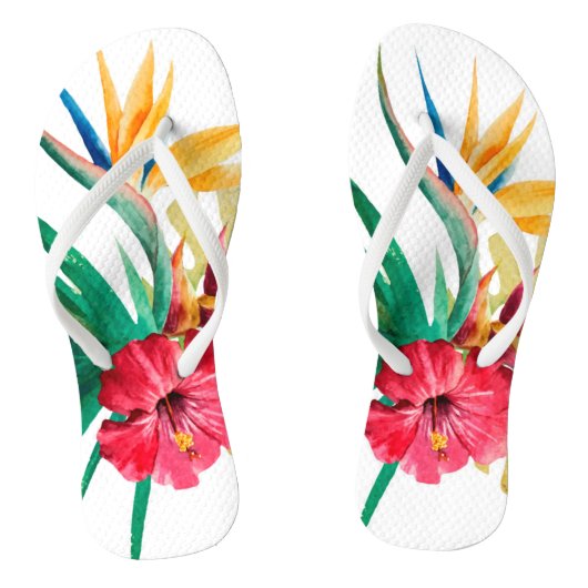 Tropische bloemen volwassen Teenslippers (Voetbed)