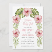 Tropische Bloemen Waterverf Aloha Baby Girl Shower Kaart (Voorkant)