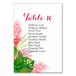 Tropische bloemen waterverf bruidstafel kaart