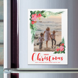 Tropische Bloemen Waterverf Kerst Magnetische Kaar Uitnodiging