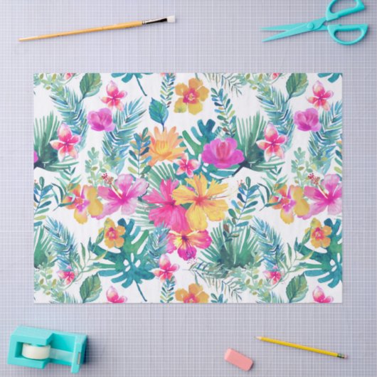 Tropische bloemen Waterverf Patroon Tissuepapier (Craft)