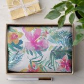 Tropische bloemen Waterverf Patroon Tissuepapier (Geschenk)