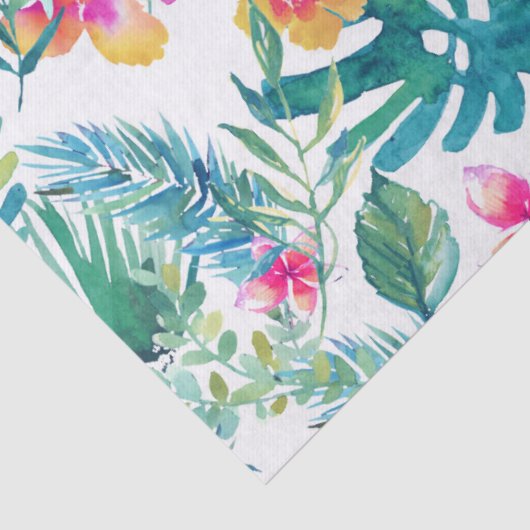 Tropische bloemen Waterverf Patroon Tissuepapier (Detail)