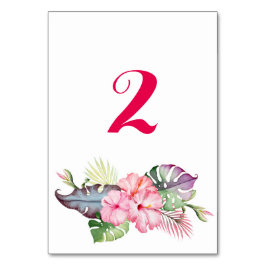 Tropische bloemen waterverf trouwtafel nummer kaart