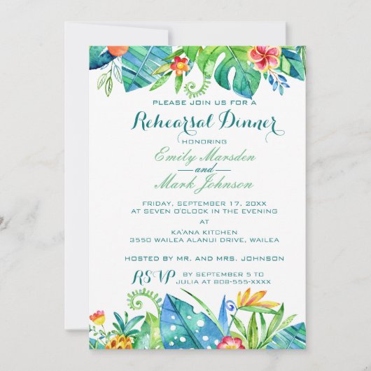 Tropische Bloemen Wedding Repetitie Uitnodiging (Voorkant)