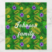 tropische bloemen wijn etiket (Enkel label)