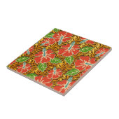 Tropische bloemen Wild Tiger Pattern Tegeltje (Zijkant)