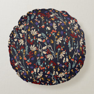 Tropische bloemen: Willekeurige botanische Vintage Rond Kussen