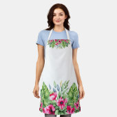 tropische bloemen witte achtergrond schort (Gedragen)