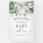 Tropische Bloemen Witte Koning Protea Baby shower Spandoek (Verticaal)