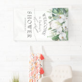 Tropische Bloemen Witte Koning Protea Vrijgezellen Spandoek (Insitu)