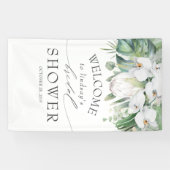 Tropische Bloemen Witte Koning Protea Vrijgezellen Spandoek (Horizontaal)