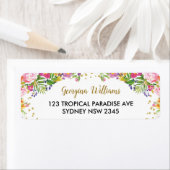 Tropische Bloemen Zomer Aloha Retouradreslabel Etiket (Insitu)