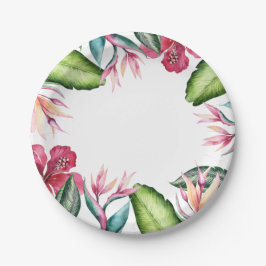 Tropische Bloemen Zomer Eiland Bloem Bladeren Papieren Bordje