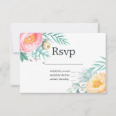 Tropische Bloemen Zomer Pastel Bloemen Bruiloft RS RSVP Kaartje (Voorkant)