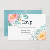 Tropische Bloemen Zomer Pastel Bloemen Bruiloft RS RSVP Kaartje (Voorkant / Achterkant)