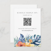 Tropische Bloemen Zomer QR Code Bruiloft RSVP (Voorkant / Achterkant)