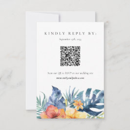 Tropische Bloemen Zomer QR Code Bruiloft RSVP