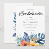 Tropische Bloemen Zomer Vrijgezellenfeest Kaart (Voorkant / Achterkant)