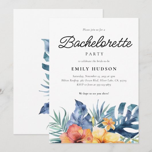 Tropische Bloemen Zomer Vrijgezellenfeest Kaart (Voorkant / Achterkant)