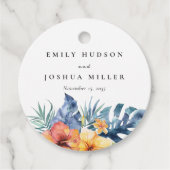 Tropische Bloemen Zomer Waterverf Bruiloft Bedankjes Labels (Voorkant)