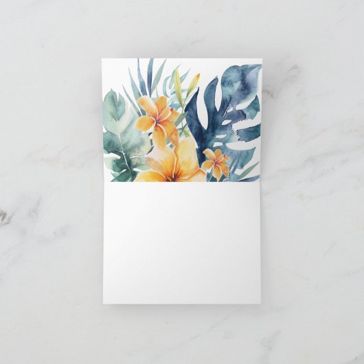 Tropische Bloemen Zomer Waterverf Bruiloft Bedankkaart (Binnen)