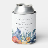 Tropische Bloemen Zomer Waterverf Bruiloft Blikjeskoeler (Blikje Voorkant)