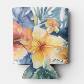 Tropische Bloemen Zomer Waterverf Bruiloft Blikjeskoeler (Achterkant)