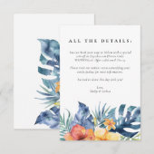 Tropische Bloemen Zomer Waterverf Bruiloft Informatiekaartje (Voorkant / Achterkant)
