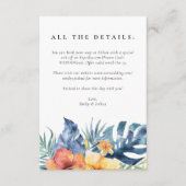 Tropische Bloemen Zomer Waterverf Bruiloft Informatiekaartje (Voorkant)