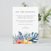 Tropische Bloemen Zomer Waterverf Bruiloft Informatiekaartje (Staand voorkant)