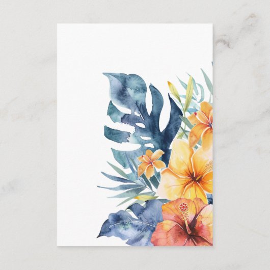 Tropische Bloemen Zomer Waterverf Bruiloft Informatiekaartje (Achterkant)