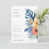 Tropische Bloemen Zomer Waterverf Bruiloft Save The Date (Staand voorkant)