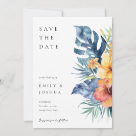 Tropische Bloemen Zomer Waterverf Bruiloft Save The Date