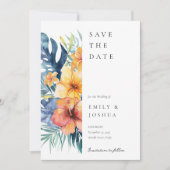 Tropische Bloemen Zomer Waterverf Bruiloft Save The Date (Voorkant)